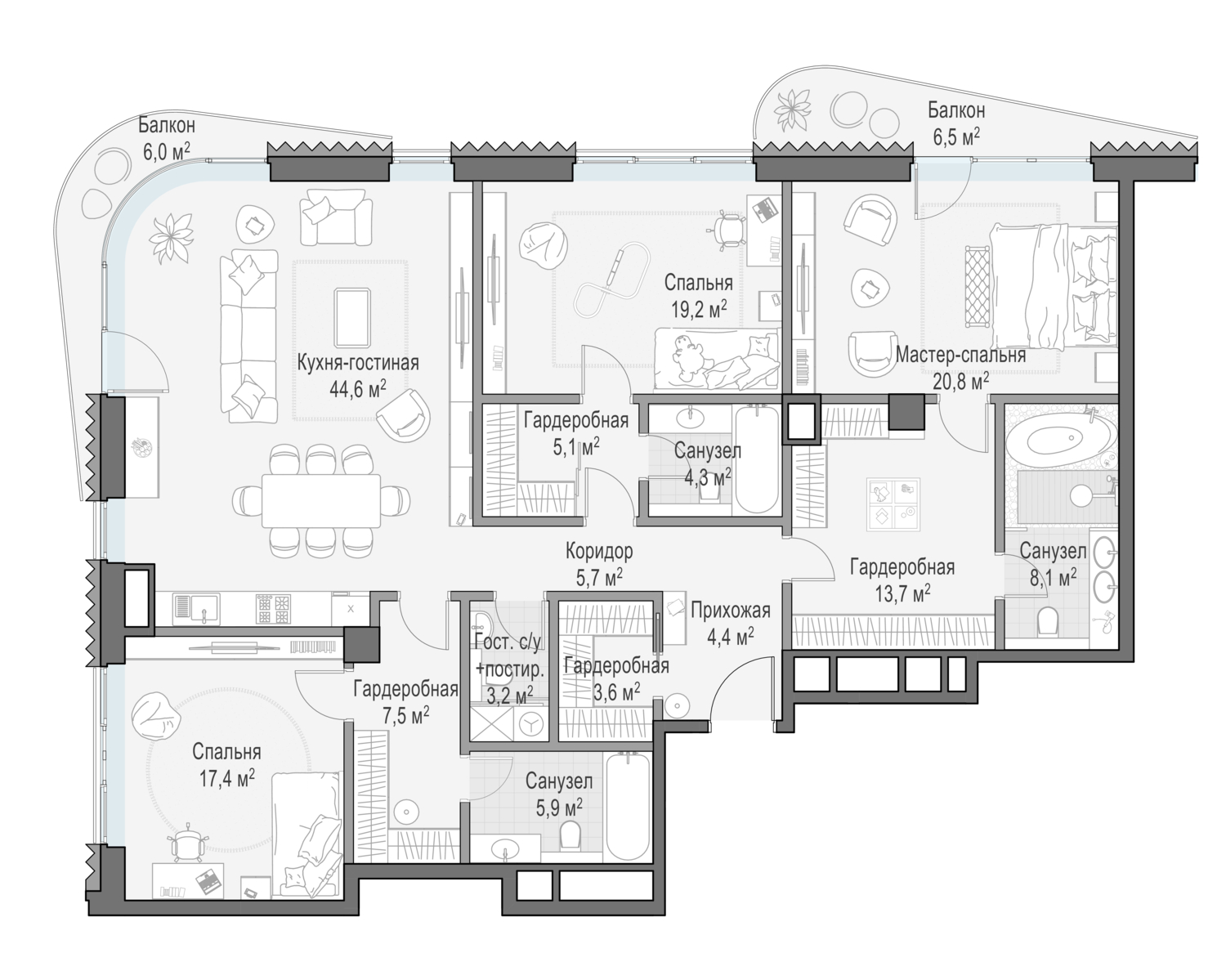 Квартира 167,5 м² - 5 этаж купить в жилом комплексе Лаврушинский