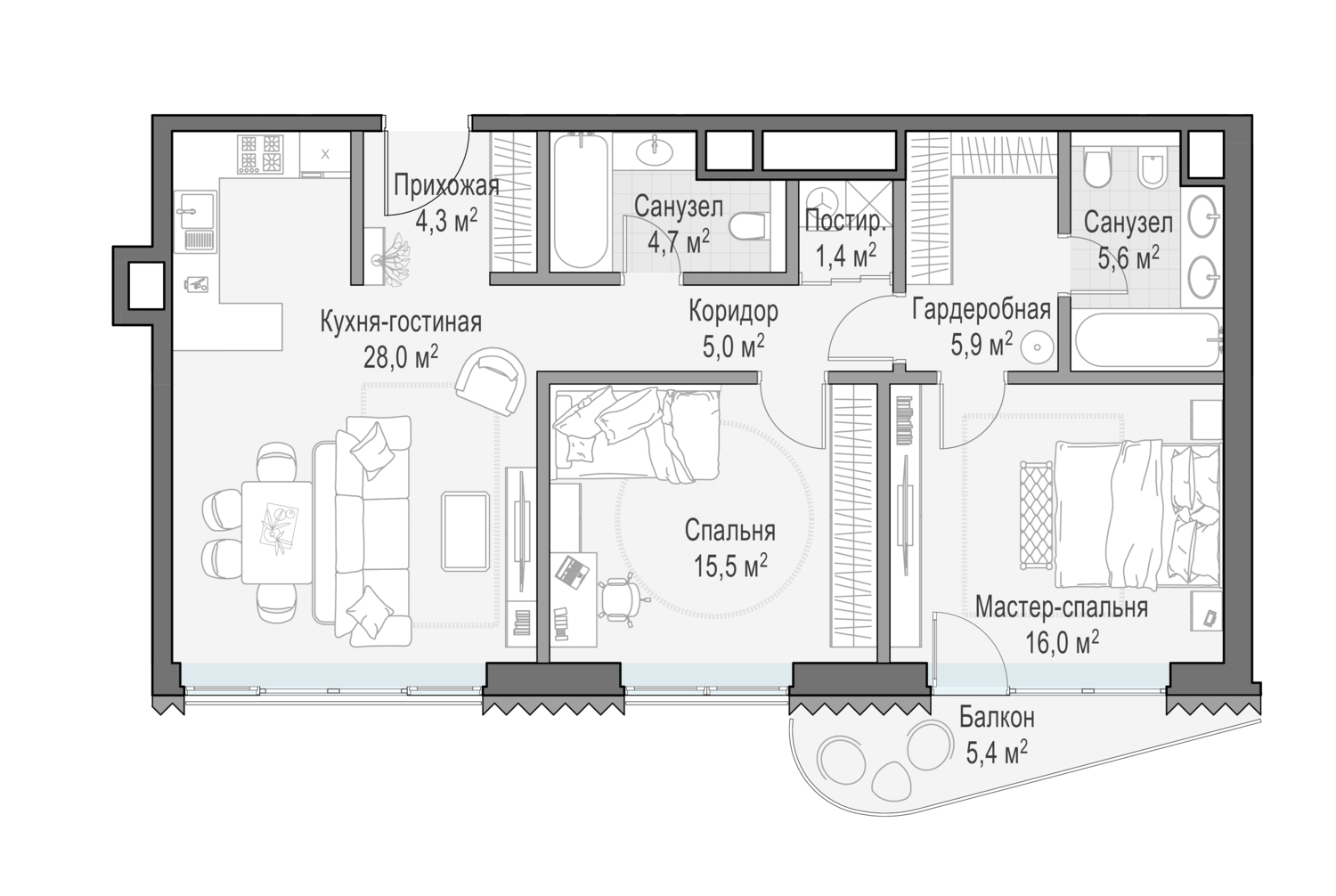 Квартира 88,2 м² - 6 этаж купить в жилом комплексе Лаврушинский