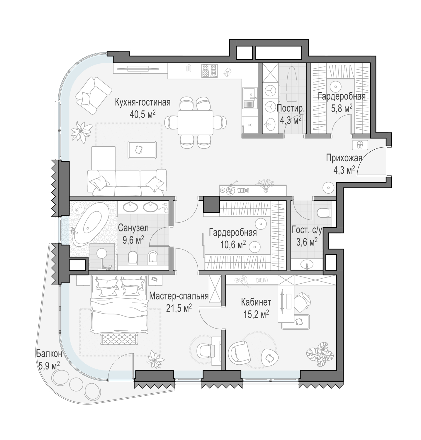 Квартира 116,8 м² - 6 этаж купить в жилом комплексе Лаврушинский