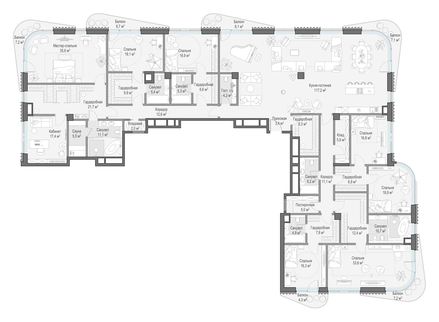 Квартира 468,2 м² - 8 этаж купить в жилом комплексе Лаврушинский