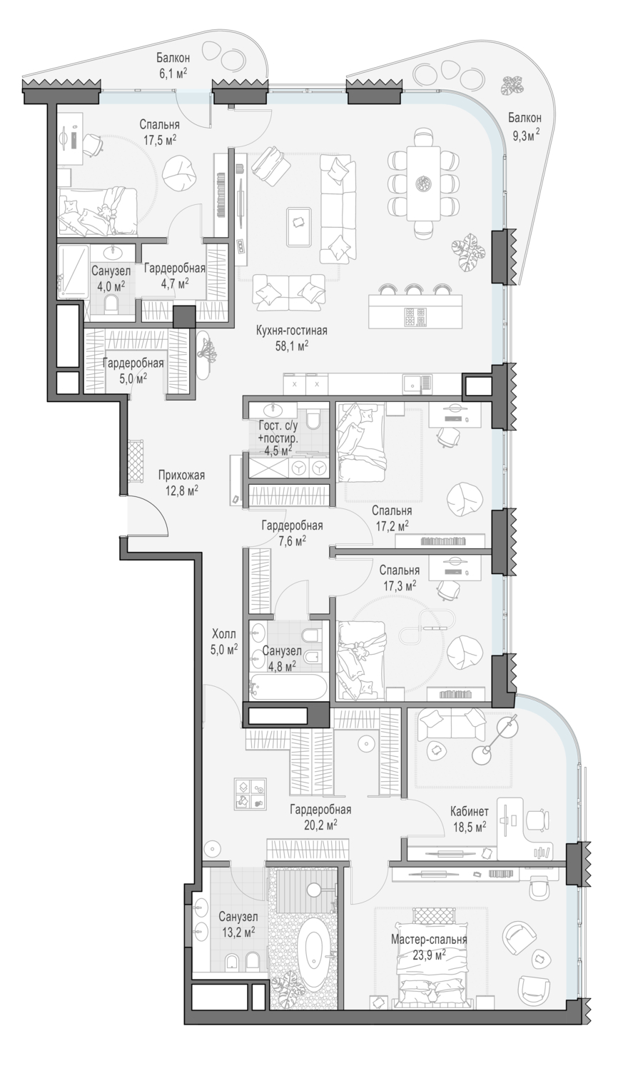 Квартира 236,2 м² - 11 этаж купить в жилом комплексе Лаврушинский