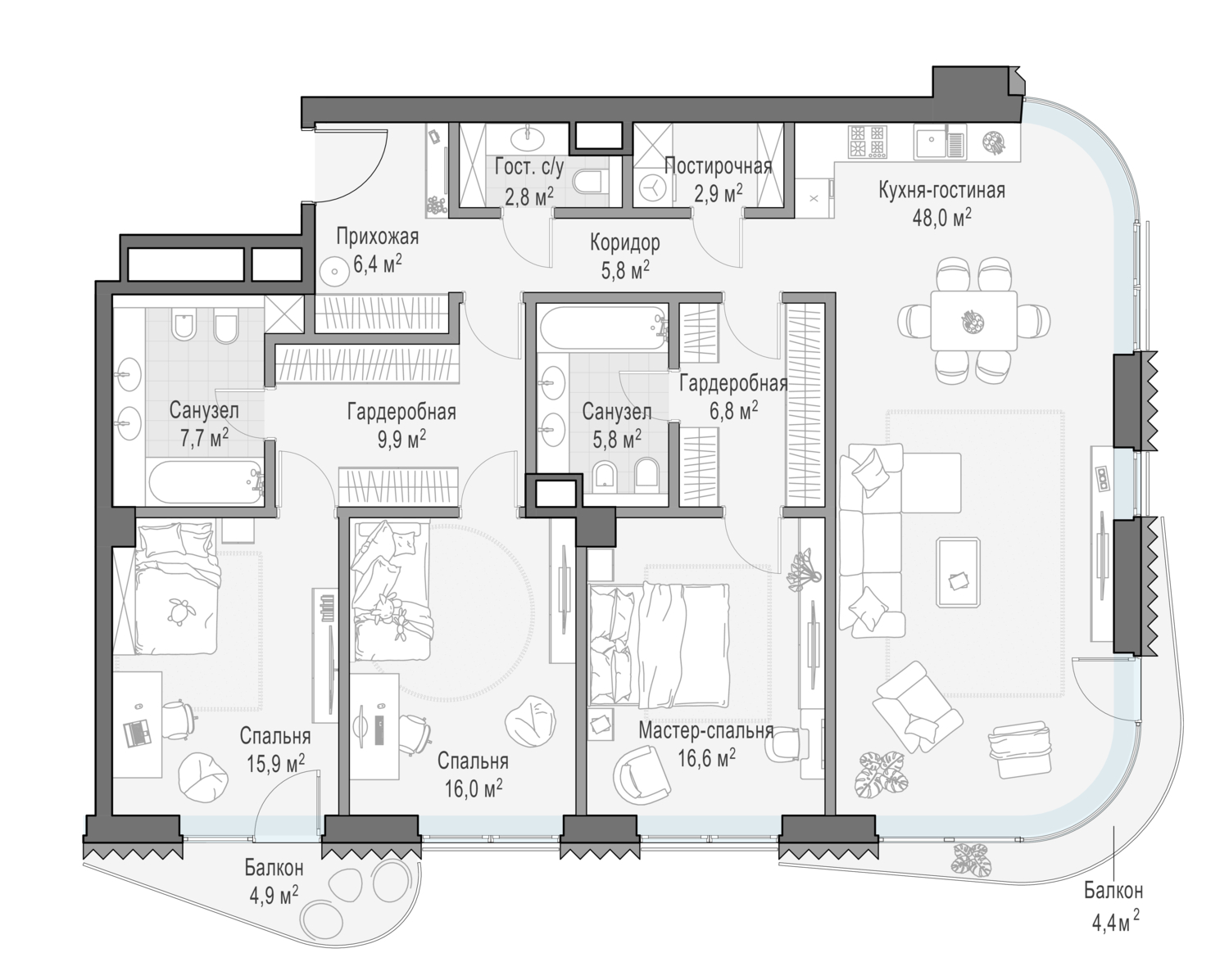 Квартира 147,5 м² - 2 этаж купить в жилом комплексе Лаврушинский