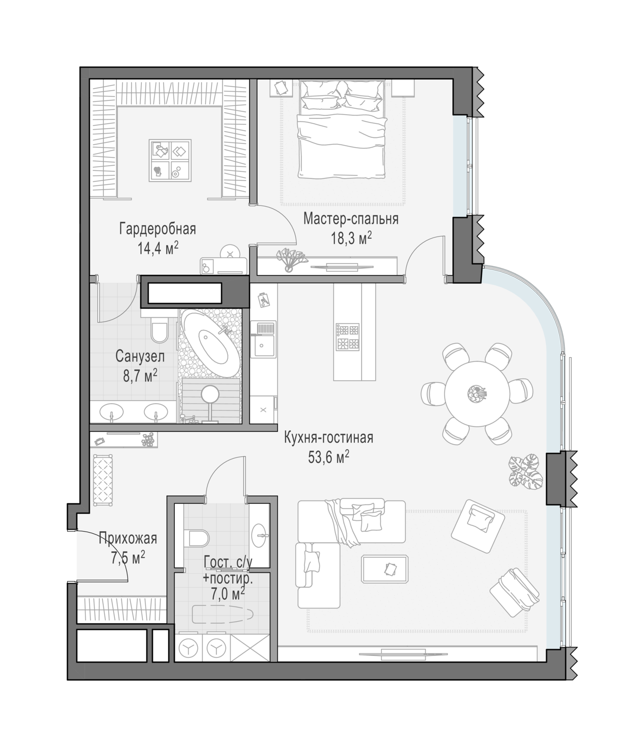 Квартира 107,5 м² - 4 этаж купить в жилом комплексе Лаврушинский