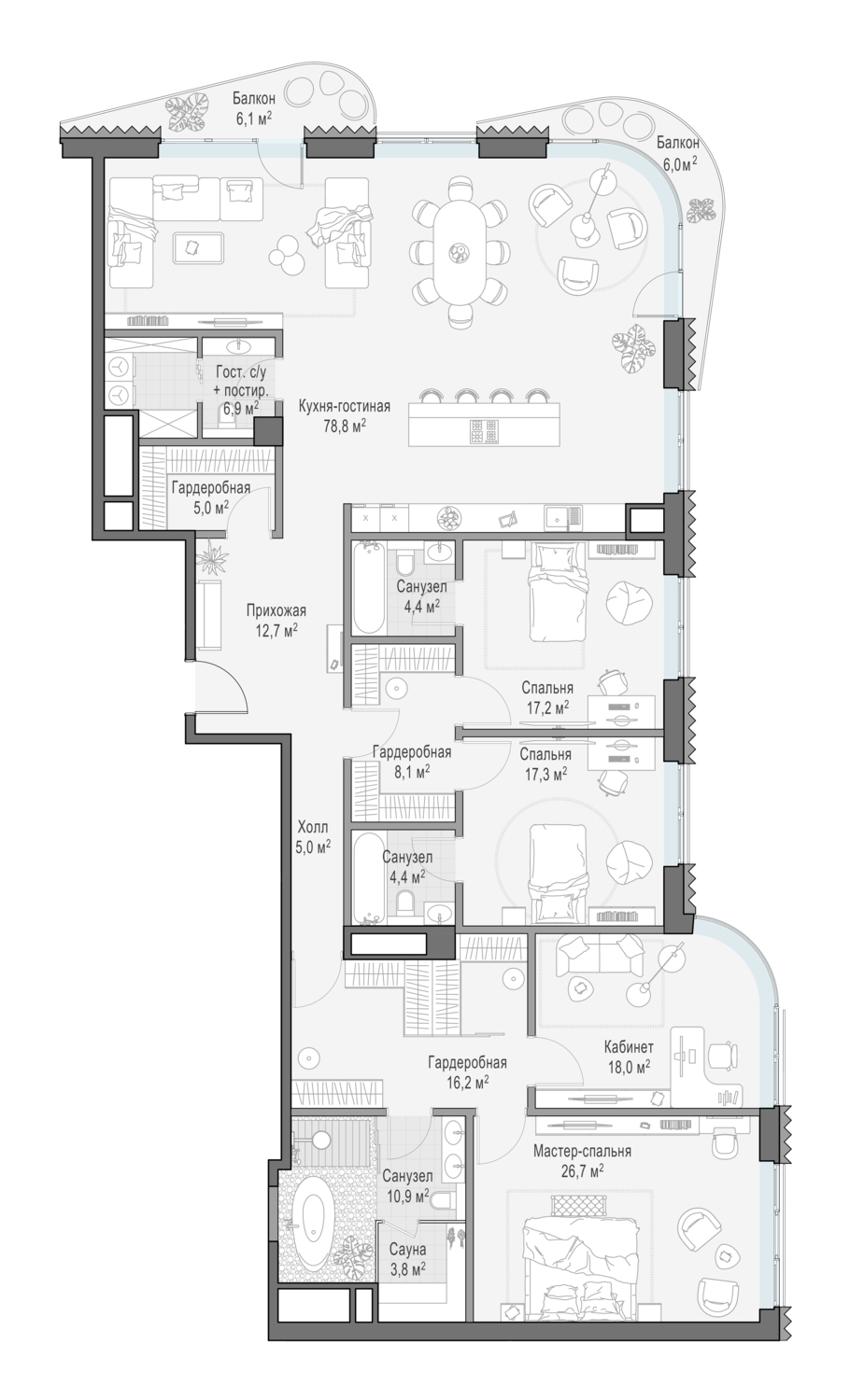 Квартира 235,5 м² - 5 этаж купить в жилом комплексе Лаврушинский