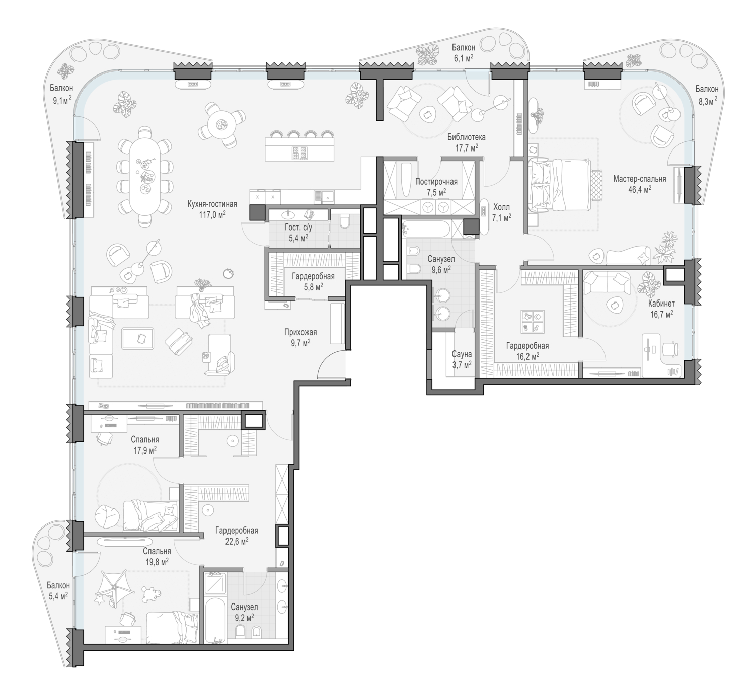 Квартира 334,6 м² - 9 этаж купить в жилом комплексе Лаврушинский
