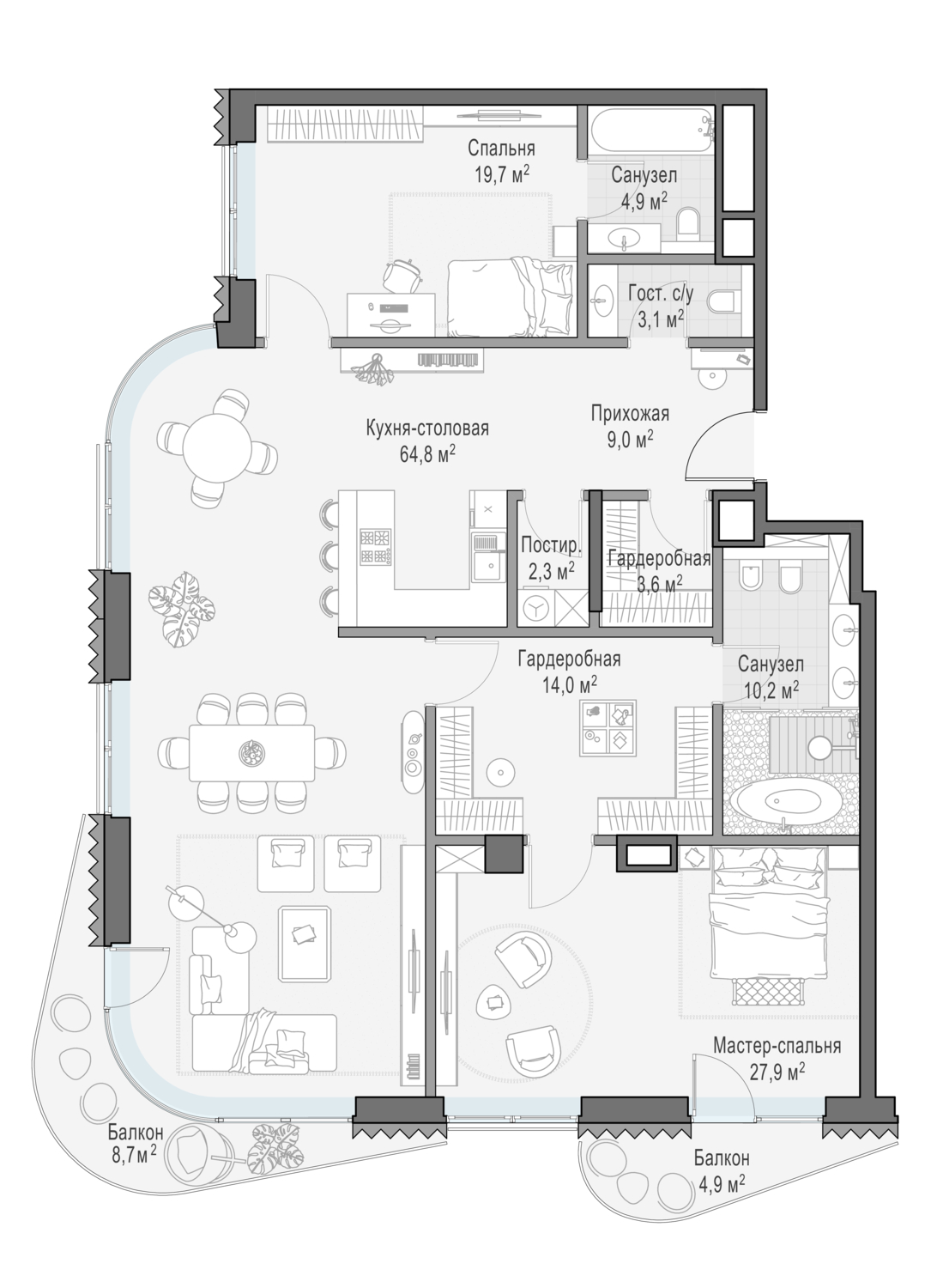 Квартира 156,2 м² - 9 этаж купить в жилом комплексе Лаврушинский